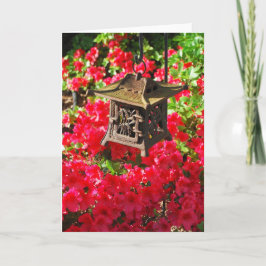 Japans lantaarn en azalea's Wenskaart Kaart