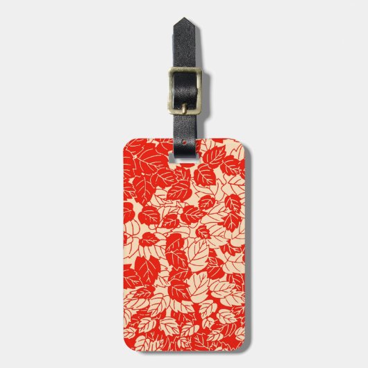 Japans Leaf Print, Mandarijns Oranje Bagagelabel (Voorkant verticaal)