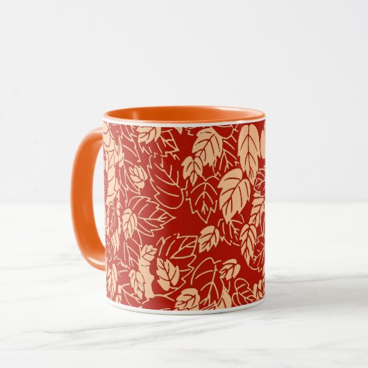 Japans Leaf Print, Mandarijns Oranje Mok (Voorkant links)