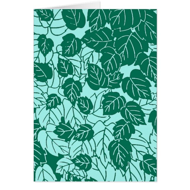 Japans Leaf Print, Turquoise en Aqua (Voorkant)