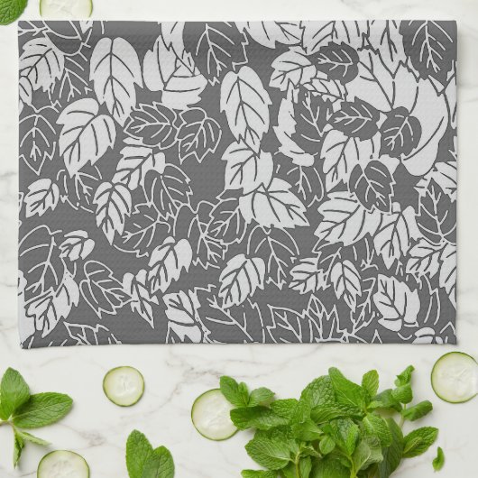 Japans leren afdrukken, licht en donkergrijs / gri theedoek (Gevouwen)