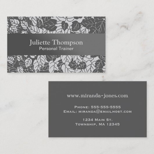 Japans leren afdrukken, licht en donkergrijs / gri visitekaartje (Voorkant / Achterkant)