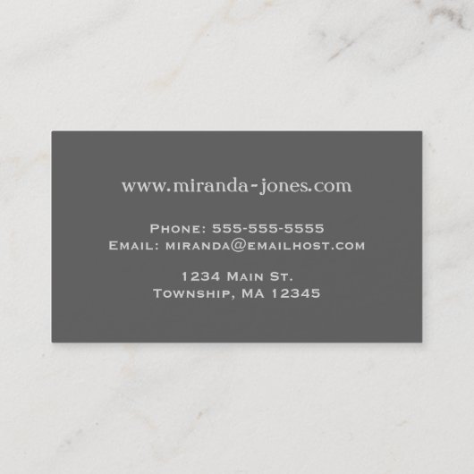 Japans leren afdrukken, licht en donkergrijs / gri visitekaartje (Achterkant)