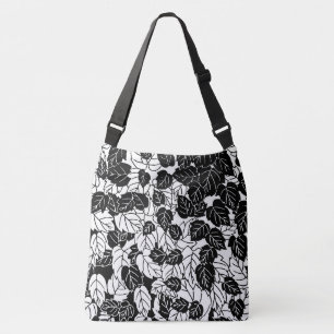 Japans leren afdrukken, zwart en wit crossbody tas