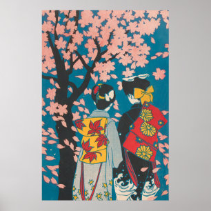 Japans Lesbisch Paar Genieten Sakura Poster