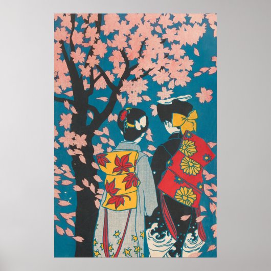 Japans Lesbisch Paar Genieten Sakura Poster (Voorkant)