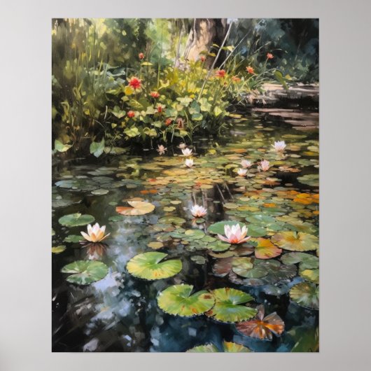 Japans Lotus Bloemenvijver Art Print Poster (Voorkant)