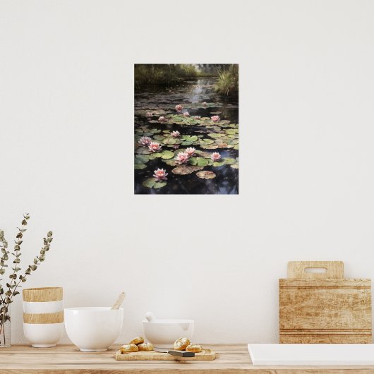 Japans Lotus Bloemenvijver Art Print Poster (Keuken)