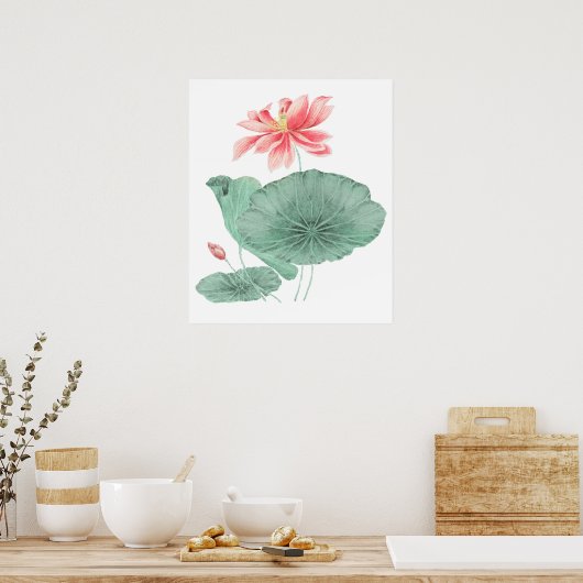 Japans lotus kunst print (Keuken)