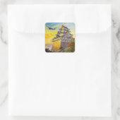 Japans luchtvervoer met Pagoda Vierkante Sticker (Tas)