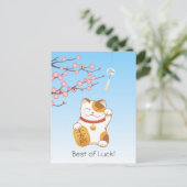 Japans Lucky Calico Cat, Maneki Neko Briefkaart (Staand voorkant)