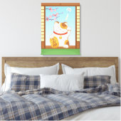 Japans Lucky Calico Cat, Maneki Neko Canvas Afdruk (Insitu (Slaapkamer))