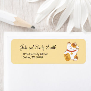 Japans Lucky Calico Cat, Maneki Neko Etiket