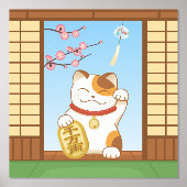 Japans Lucky Calico Cat, Maneki Neko Folie Afdrukken (Voorkant)