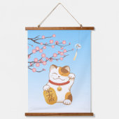 Japans Lucky Calico Cat, Maneki Neko Hangend Wandkleed (Voorkant)
