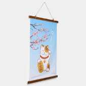 Japans Lucky Calico Cat, Maneki Neko Hangend Wandkleed (Gebogen)