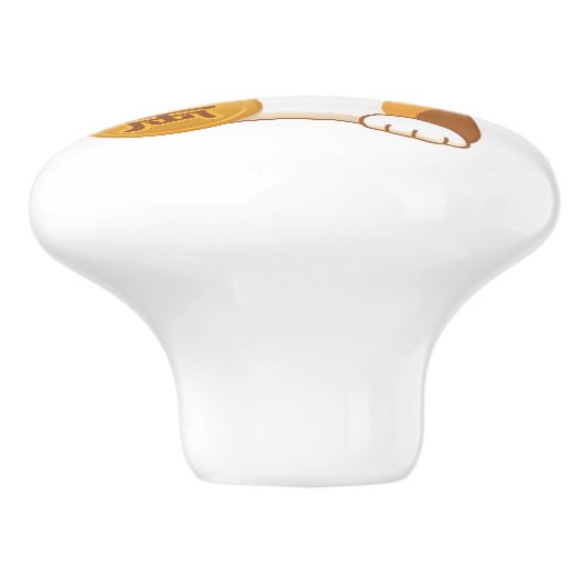 Japans Lucky Calico Cat, Maneki Neko Keramische Knop (Zijkant)