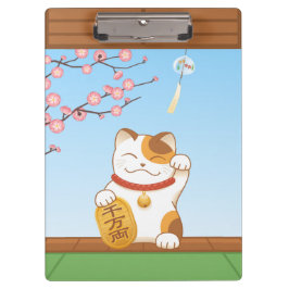 Japans Lucky Calico Cat, Maneki Neko Klembord
