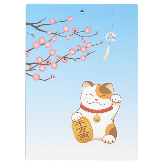 Japans Lucky Calico Cat, Maneki Neko Klembord (Achterkant)