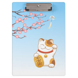 Japans Lucky Calico Cat, Maneki Neko Klembord