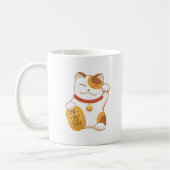 Japans Lucky Calico Cat, Maneki Neko Koffiemok (Links)