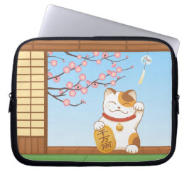 Japans Lucky Calico Cat, Maneki Neko Laptop Sleeve
