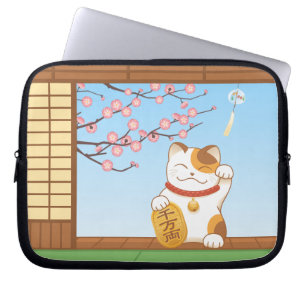 Japans Lucky Calico Cat, Maneki Neko Laptop Sleeve