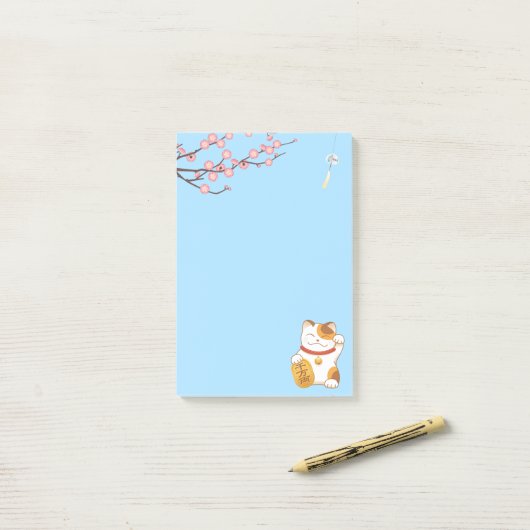 Japans Lucky Calico Cat, Maneki Neko Post-it® Notes (Op bureau)