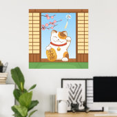 Japans Lucky Calico Cat, Maneki Neko Poster (Thuiskantoor)
