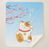 Japans Lucky Calico Cat, Maneki Neko Sherpa Deken (Voorkant)