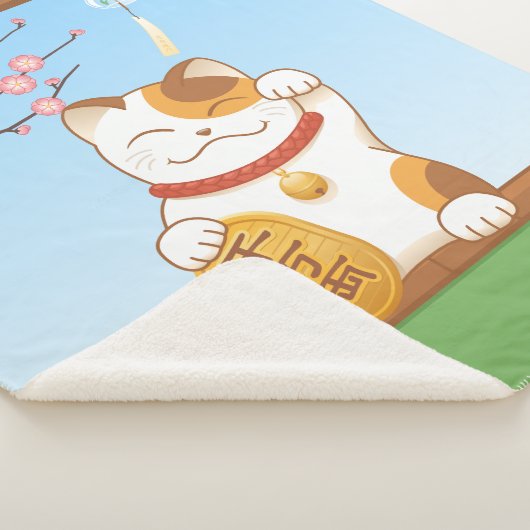 Japans Lucky Calico Cat, Maneki Neko Sherpa Deken (3/4)