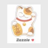 Japans Lucky Calico Cat, Maneki Neko Sticker (Vel)