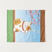 Japans Lucky Calico Cat, Maneki Neko Wandkleed (Voorkant (horizontaal))