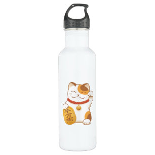 Japans Lucky Calico Cat, Maneki Neko Waterfles
