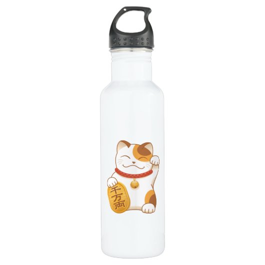 Japans Lucky Calico Cat, Maneki Neko Waterfles (Voorkant)