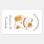 Japans Lucky Cat, Calico Maneki Neko Bookplate Rechthoekige Sticker (Voorkant)