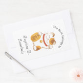 Japans Lucky Cat, Calico Maneki Neko Bookplate Rechthoekige Sticker (Envelop)