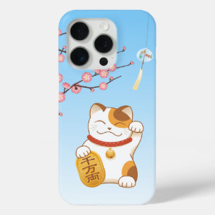 Japans Lucky Cat, Calico Maneki Neko iPhone 15 Pro Case