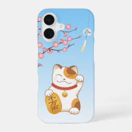 Japans Lucky Cat, Calico Maneki Neko iPhone 16 Hoesje