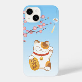 Japans Lucky Cat, Calico Maneki Neko iPhone 14 Hoesje
