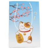 Japans Lucky Cat, Calico Maneki Neko Medium Cadeauzakje (Voorkant)