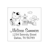 Japans Lucky Cat, Maneki Neko Adres 2 Rubberstempel (Afrduk)