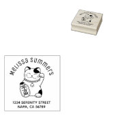 Japans Lucky Cat, Maneki Neko Arch Adres Rubberstempel (Gestempeld)