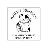 Japans Lucky Cat, Maneki Neko Arch Adres Rubberstempel (Afrduk)