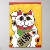 Japans Lucky Cat Maneki Neko Folk Art Poster (Voorkant)