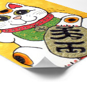 Japans Lucky Cat Maneki Neko Folk Art Poster (Hoek)