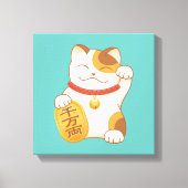 Japans Lucky Cat, Maneki Neko Luck Good Fortune Canvas Afdruk (Voorkant)