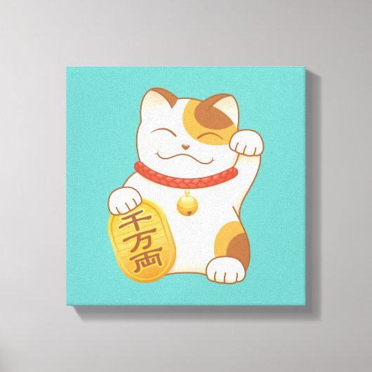 Japans Lucky Cat, Maneki Neko Luck Good Fortune Canvas Afdruk (Voorkant)