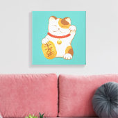 Japans Lucky Cat, Maneki Neko Luck Good Fortune Canvas Afdruk (Insitu (Woonkamer))