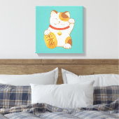 Japans Lucky Cat, Maneki Neko Luck Good Fortune Canvas Afdruk (Insitu (Slaapkamer))